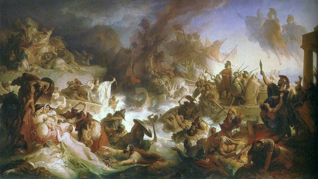 Wilhelm von Kaulbach, Die Seeschlacht bei Salamis, 1868, collection Maximilianeum 