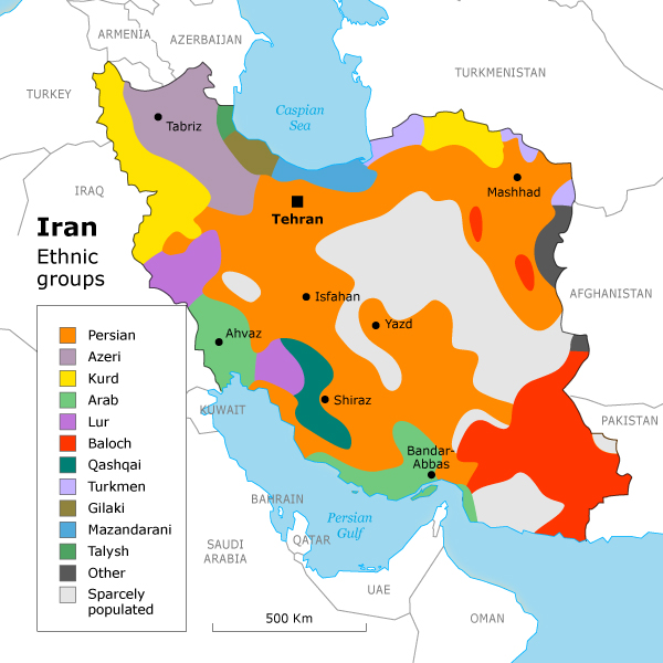 Iran carte ethnique population iranienne